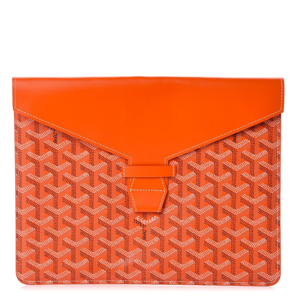 GOYARD Goyardine Camondo 2 Pouch MM Horizontal Clutch Orange